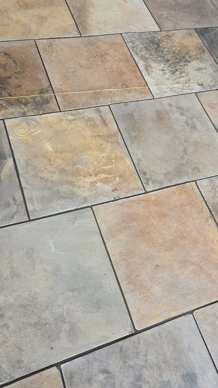 Mazeras stone flooring being laid at the Lolldaiga pool house in October 2026.